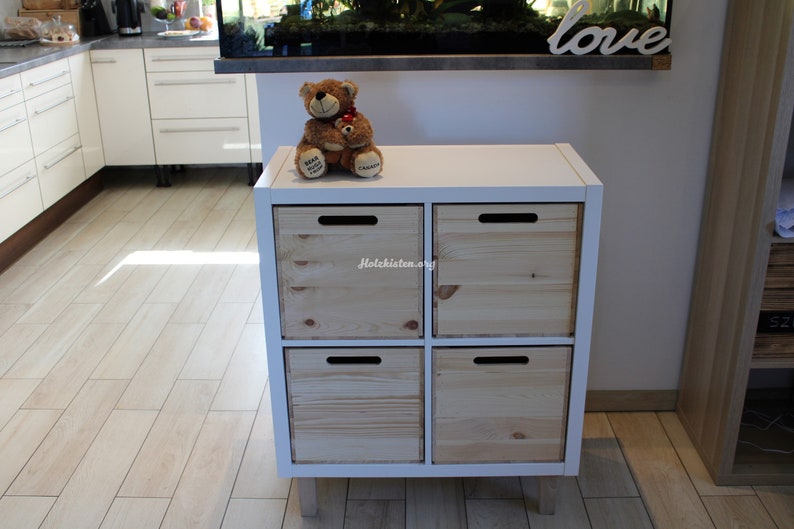 Set of Four Kallax Wooden Natural Boxes Fits in Ikea Kallax Etsy