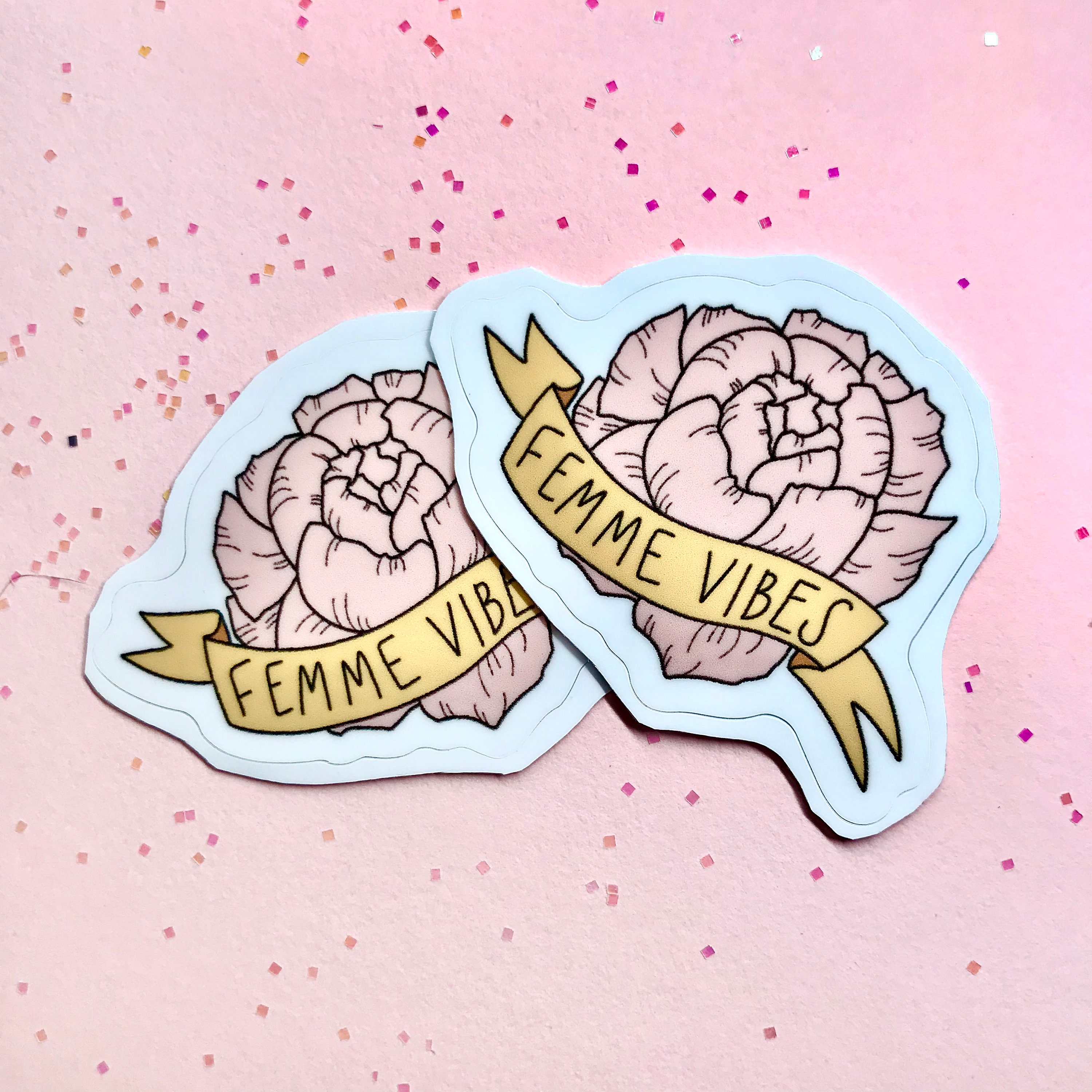 Femme Vibes Sticker Subtle Lesbian Sticker Sapphic wlw Etsy