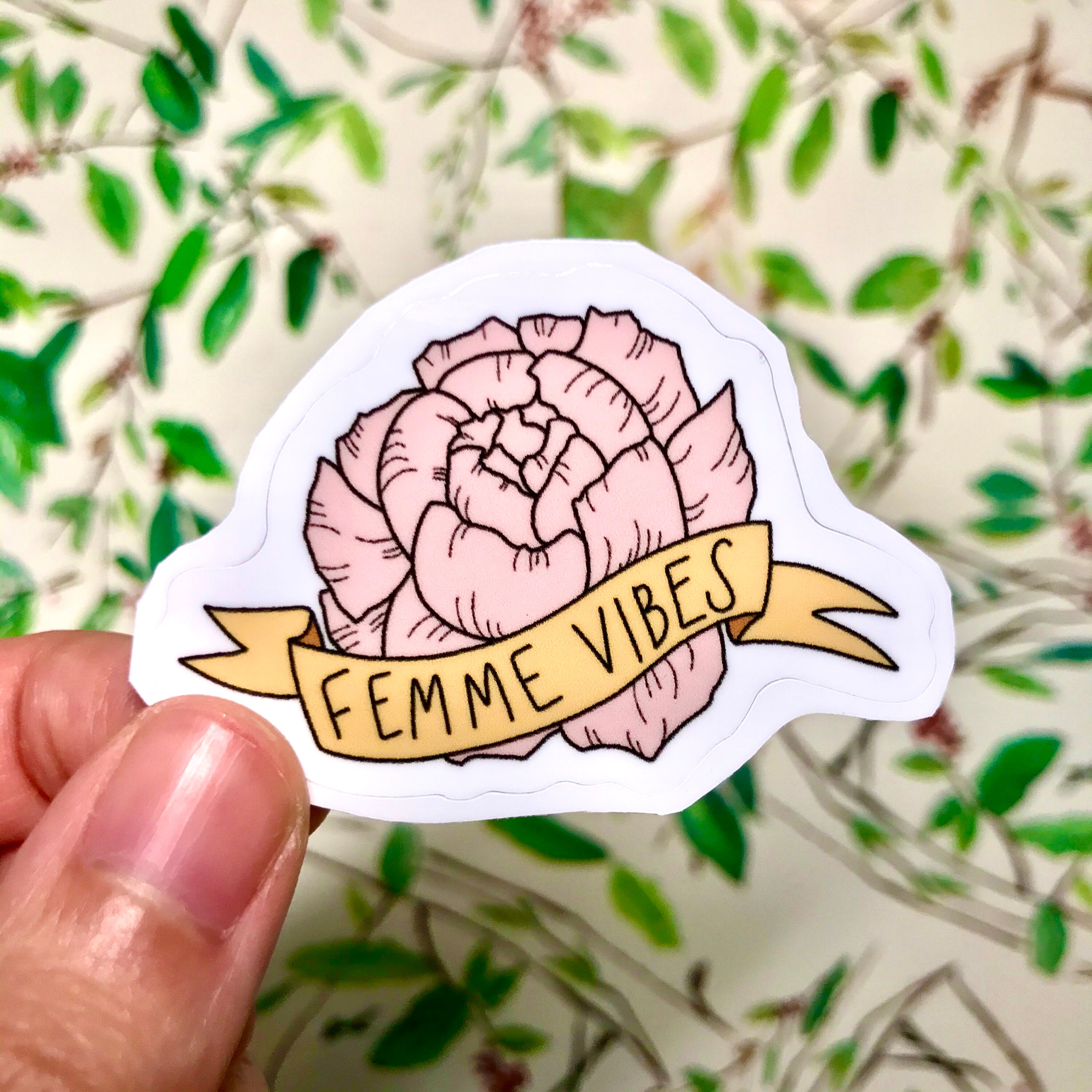 Femme Vibes Sticker Subtle Lesbian Sticker Sapphic wlw Etsy