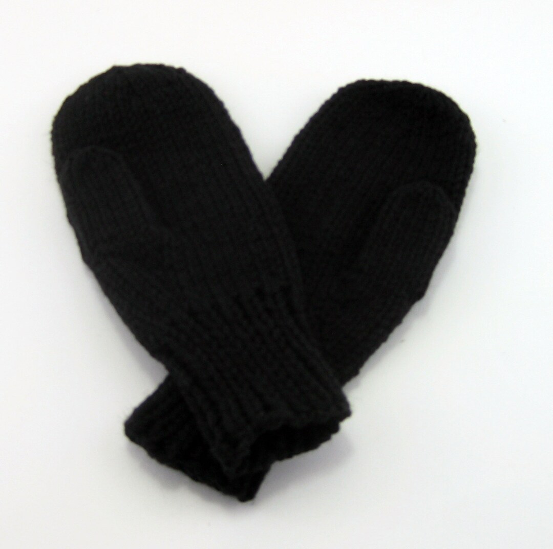 Black Mittens Kids Mittens Childs Mittens Winter Mittens Etsy
