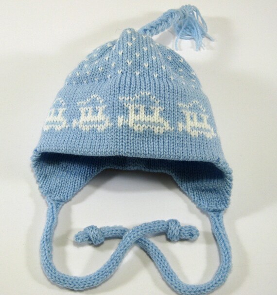 blue knitted baby hat