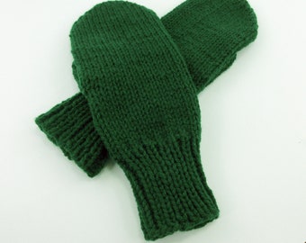 Green Mittens, Girls Mittens, Adult Mittens, Hand Knit Mittens