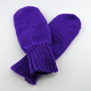 Purple Mittens, Medium Adult Mittens, Warm Mittens, Hand knitted Mittens