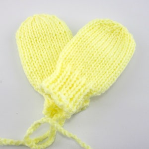 Yellow Baby Mittens, Infant Mittens, Hand Knit Mittens, Winter Mittens