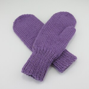 Purple Mittens, Medium Adult Mittens, Warm Mittens, Hand knitted Mittens