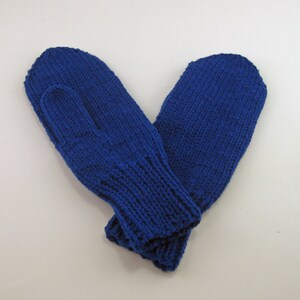Blue Adult Mittens, Medium Mittens, Warm Mittens, Hand knitted Mittens