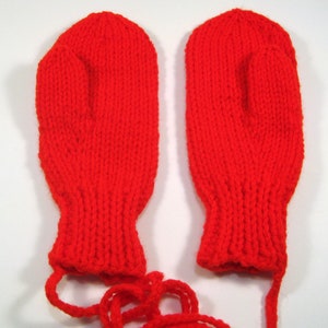 Red Mittens, Childs Mittens, Kids Mittens, Knitted Mittens