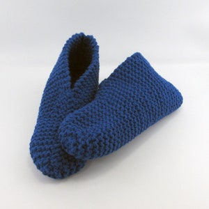 Adult Medium Slippers, Warm Slippers, Blue Slippers, Handmade Slippers