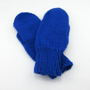 Blue Adult Mittens, Ladies Mittens, Warm Mittens, Hand knitted Mittens