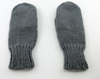 Gray Mittens, Small Adult Mittens, Warm Mittens, Hand knitted Mittens