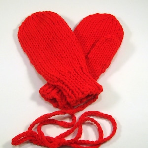 Red Toddler Mittens, Handmade Mittens, Infant Mittens