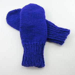 Blue Adult Mittens, Ladies Mittens, Warm Mittens, Hand knitted Mittens