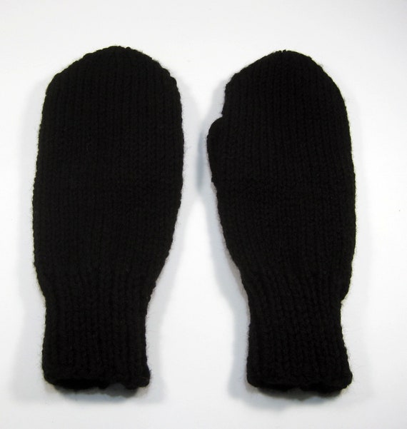 black knit mittens