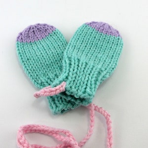 Baby Green Mittens, Infant Mittens, Handmade Mittens, Warm Mittens