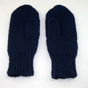 Navy Blue Adult Mittens, Medium Mittens, Warm Mittens, Hand knitted Mittens