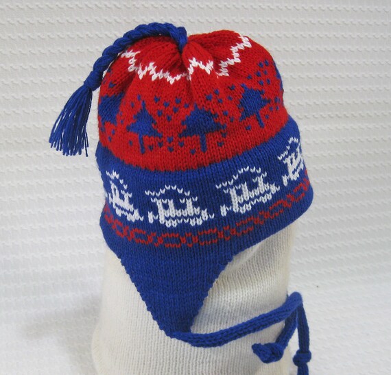 baby blue and red hat