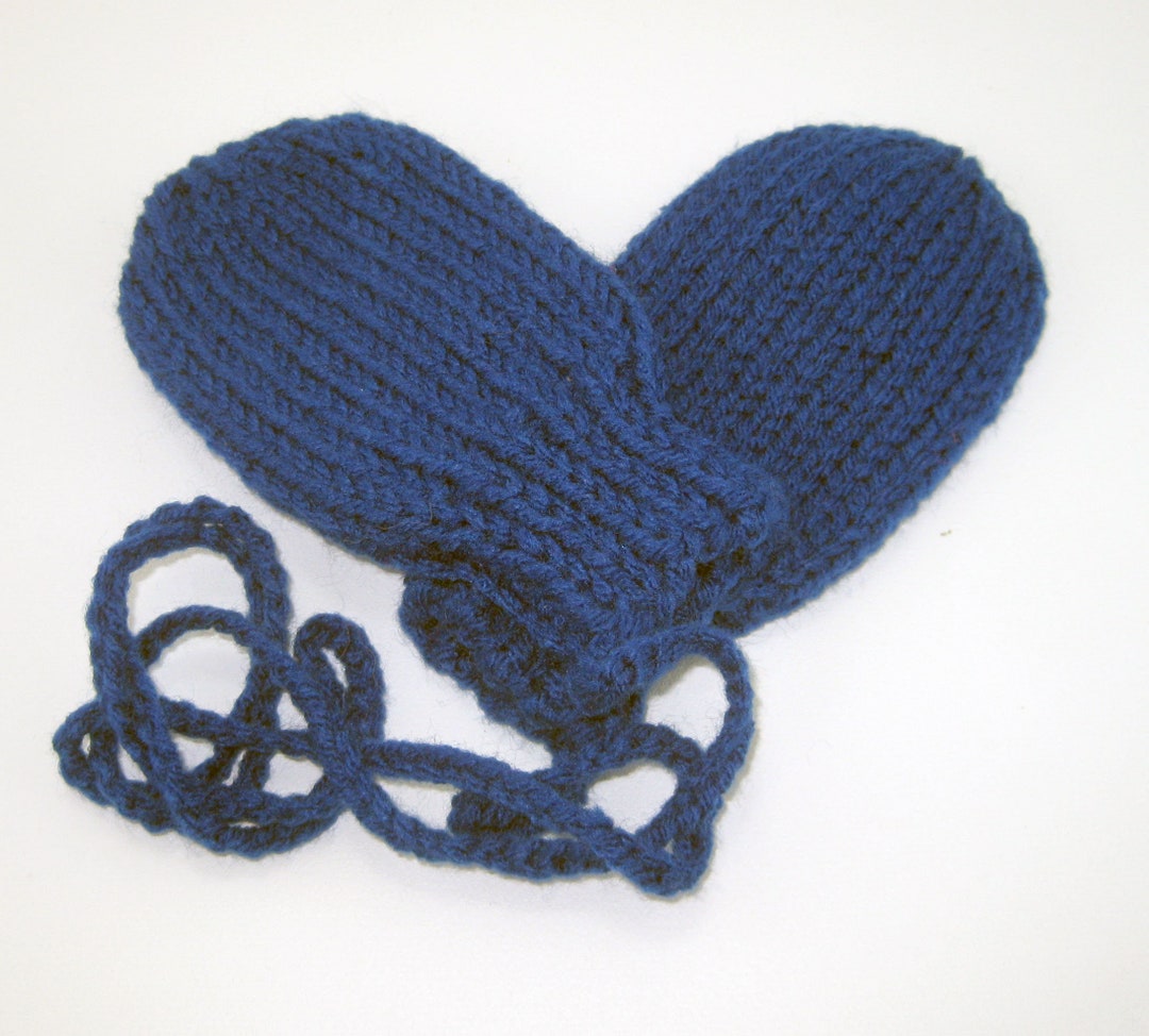 Blue Baby Mittens, No Thumb Mittens With String, Infant Mittens Etsy