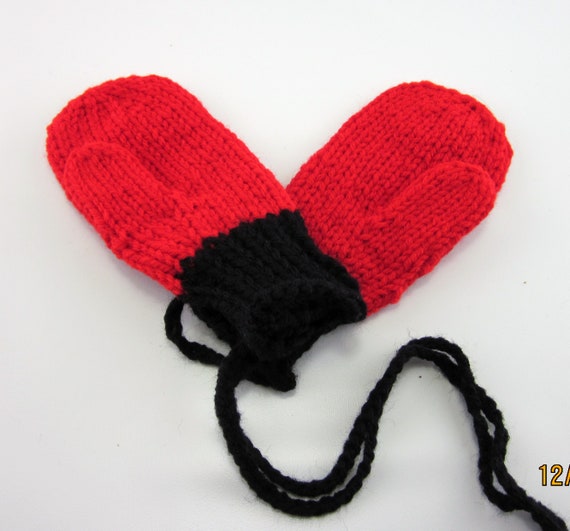 red infant mittens