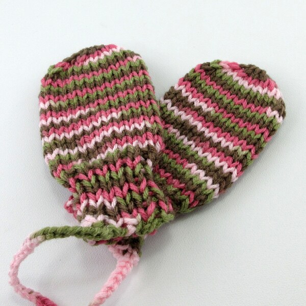 Pink Baby Mittens, Infant Mittens, Handmade Mittens, Warm Mittens