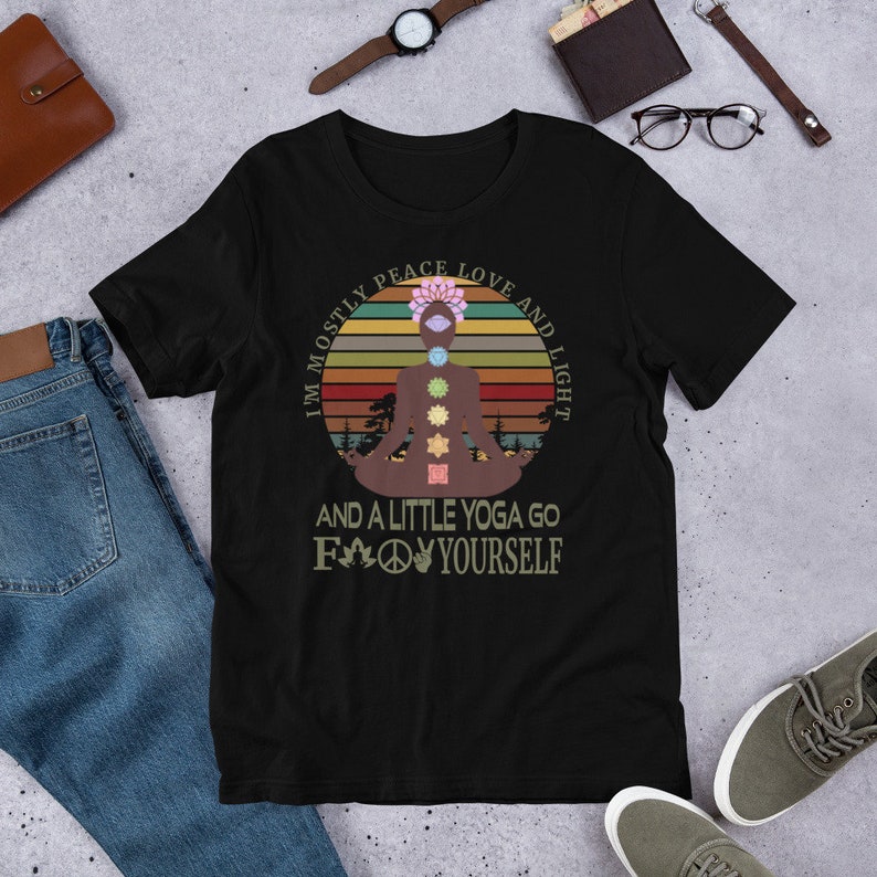 Im Mostly Peace Love and Light and A Little Go Yoga Short Sleeves Tshirts Baby