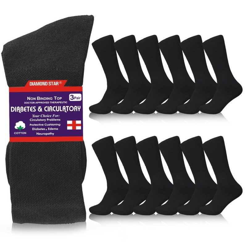 Diabetic Neuropathy Crew Socks for Men, Women Non Binding Loose Fit for