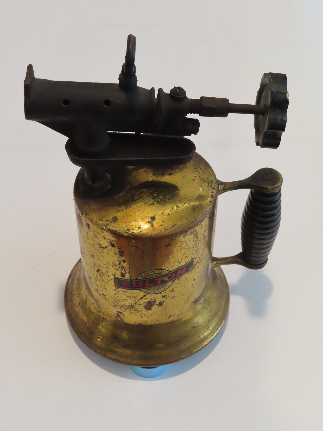 Brass Blow Torch Vintage Fulton Gasoline Wood Handle Great Etsy
