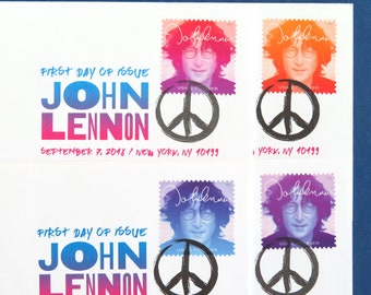 John Lennon 2018 Forever Stamps with Digital Color Postmarks - Full Set of 4