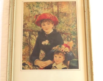 Renoir&#39;s &quot;Two Sisters on the Terrace&quot; Framed Matted Print 14&quot; x 11&quot; Wall Hanging or Free-Standing