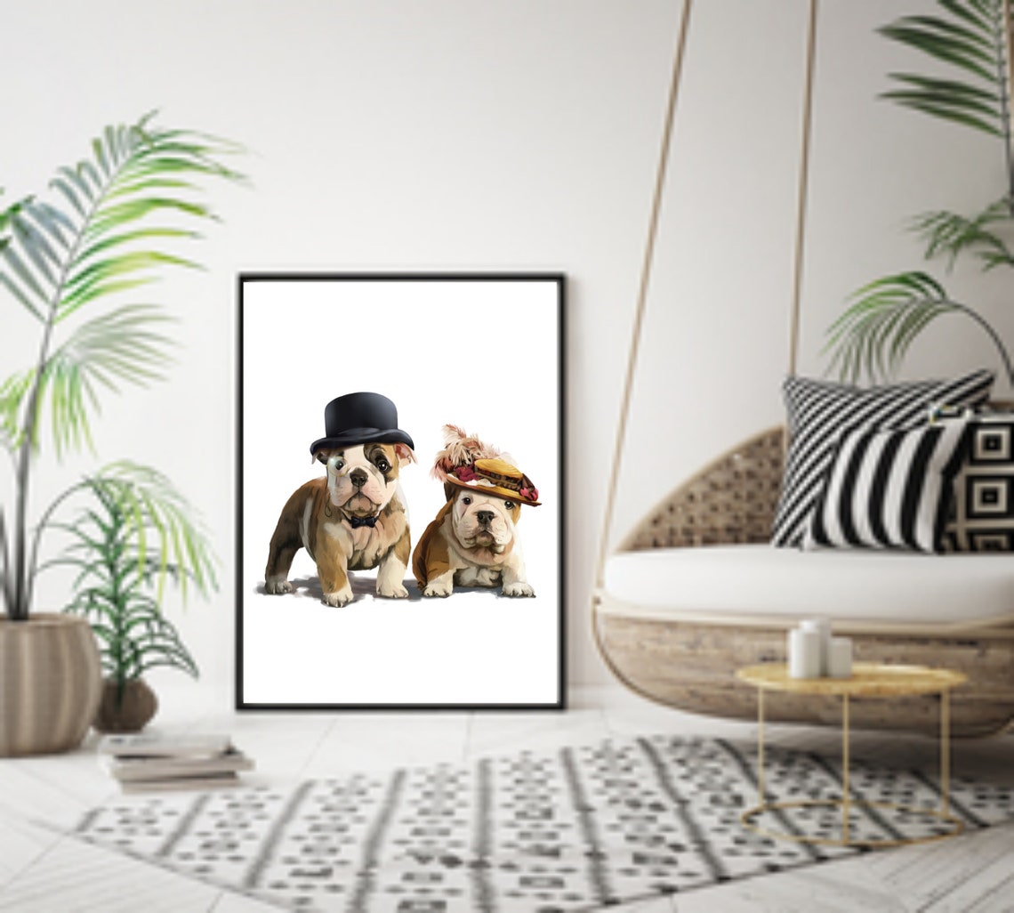 Retro Dogs Wall Art Digital Print Funny Dog Print Dog Etsy