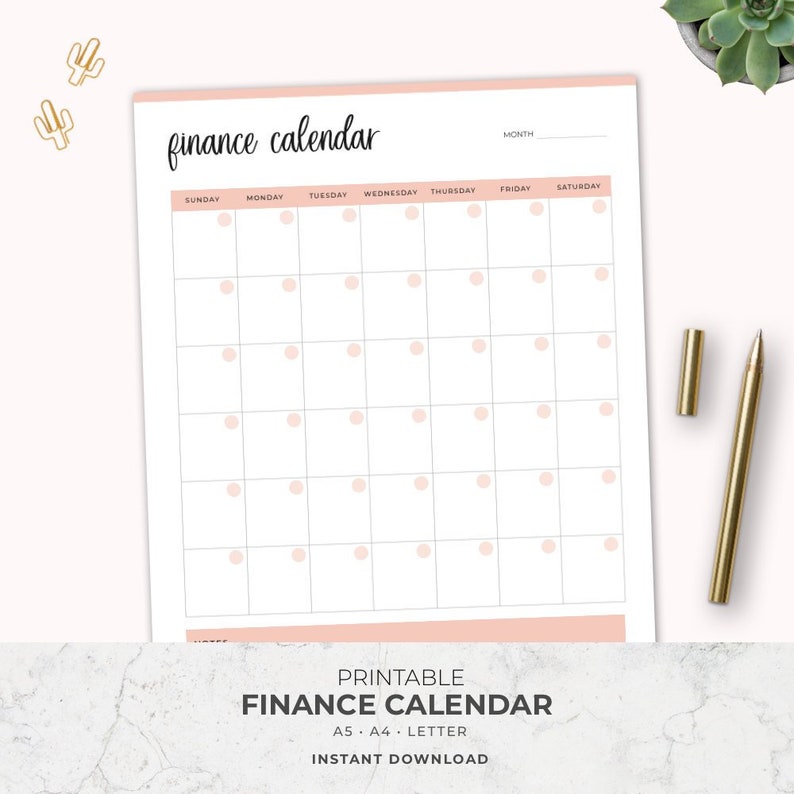 finance calendar financial planner printable finance planner filofax a5 letter debt instant download financial calendar template