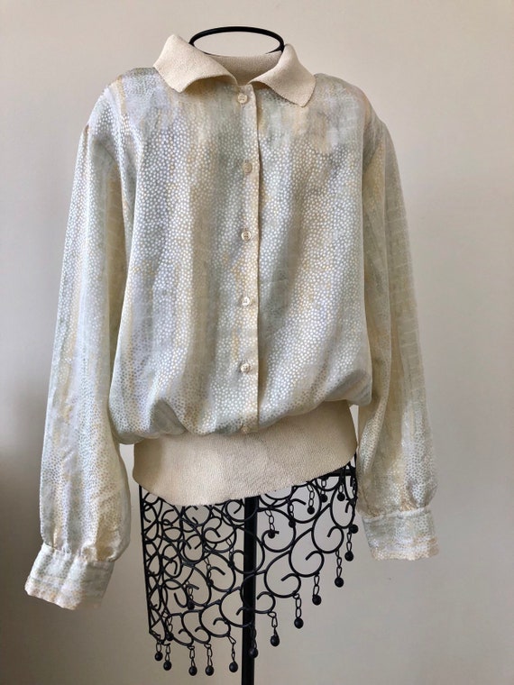 Vintage 1980s Castleberry Metallic Bomber Blouse