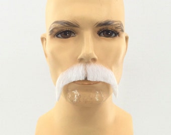 NEW! Theatrical Quality Synthetic Hair Premium Mustache - GM-12 W010 Nat.White