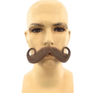 Theatrical Quality Human Hair Premium Handlebar Mustache - Light Brown 8