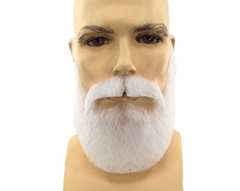 NEW! Theatrical Quality Santa Claus Premium Mustache & Beard Set - White gm33#1001/em12#W010