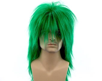 1980's PUNK ROCK Theatrical Halloween Costume Wig by Funtasy Wigs - Emerald Green