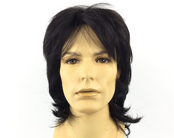 1970's SHAGGY Men's Style DELUXE Theatrical Costume Cosplay Black Wig - johnny1B