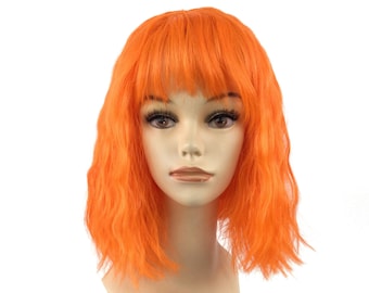 Space Girl Lee Loo Cosplay Character Orange Theatrical Halloween Costume Wig by Funtasy Wigs