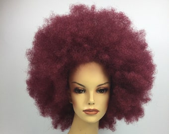 small red afro wig