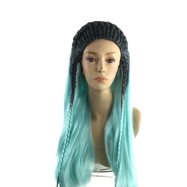Parrucca Lunga Blu Ondulata Per Bambina - Costume Uma Descendants 3 Halloween