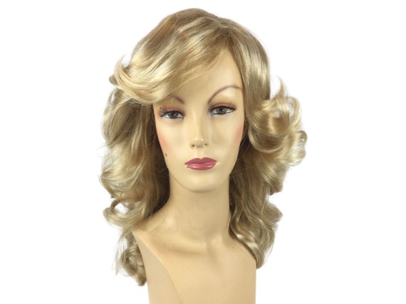 1970's DISCO QUEEN Feathery PREMIUM Blond Theatrical Fashion Wig - 24613
