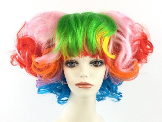 RAVE Anime Cosplay Pom-Pom Costume Wig by Funtasy Wigs - Rainbow