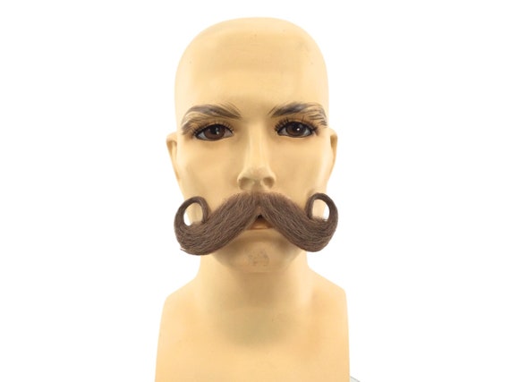 NEW! Theatrical Quality Human Hair Premium Handlebar Mustache - Light Brown 8