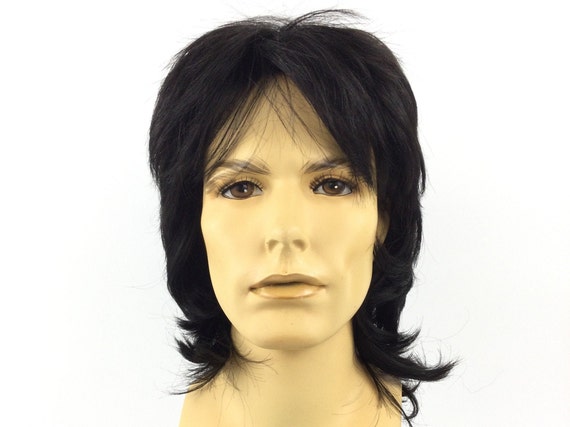 1970's SHAGGY Men's Style DELUXE Theatrical Costume Cosplay Black Wig - johnny1B