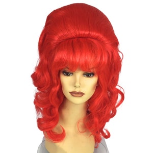 1960&#39;s CURLY LONG BEEHIVE Theatrical Halloween Costume Cosplay Wig - NewZ Red