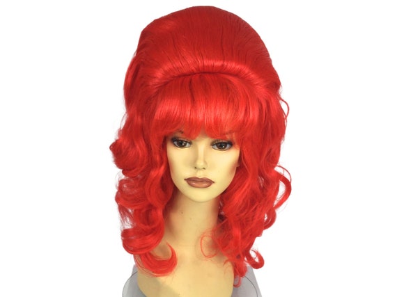 1960's CURLY LONG BEEHIVE Theatrical Halloween Costume Cosplay Wig - NewZ Red