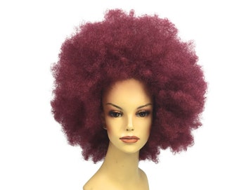 1970&#39;s DELUXE AFRO Halloween Costume Theatrical Wig Burgundy
