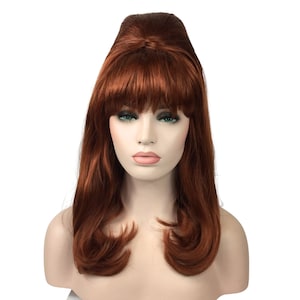 1960&#39;s BEEHIVE LONG Style Theatrical Halloween Costume Beehive Wig by Funtasy Wigs - Red Auburn Beehive Wig