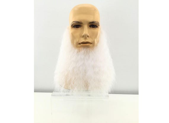 NEW! Theatrical Quality Lace Back Premium Long Beard - White SB2