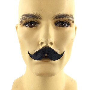 NEW! Theatrical Quality Hair Premium Handle Bar Mustache - Black