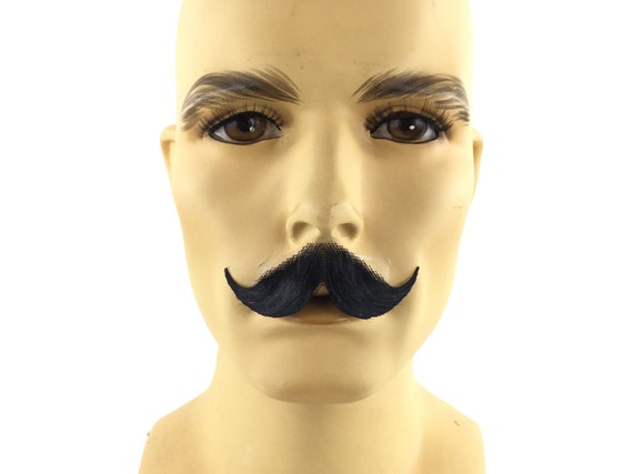 NEW! Theatrical Quality Hair Premium Handle Bar Mustache - Black